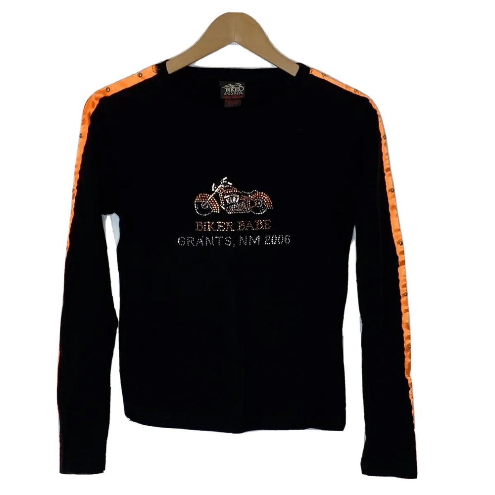 Biker Design Ladies Collection Graphic Tee Sz L Biker Babe Grants NM 2006 Black